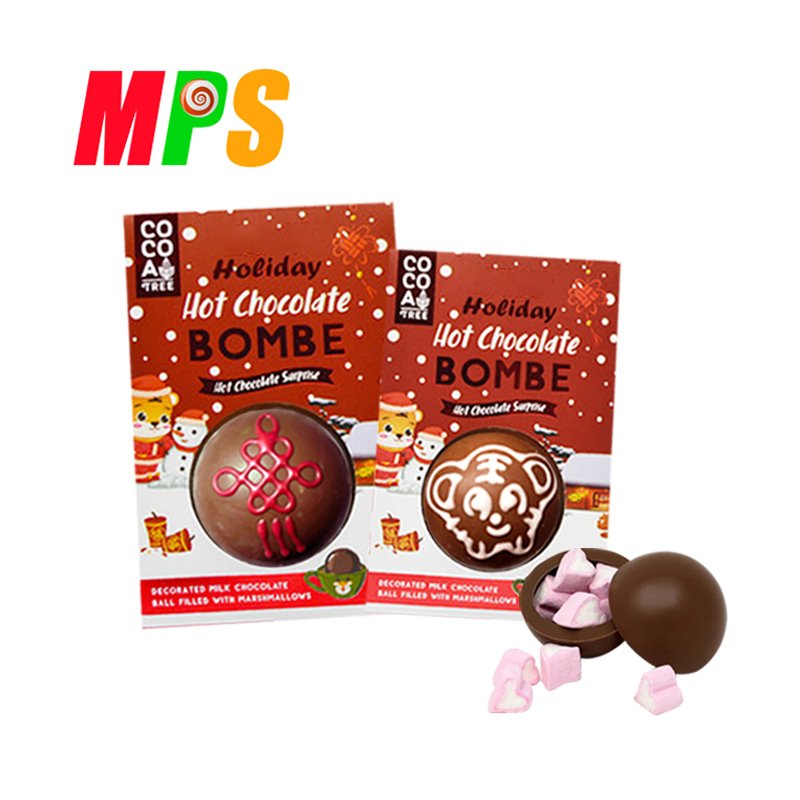 Valentine's Day Hot Chocolate Bombs Solid Form Ball Fudge Caramel Cocoa with Marshmallows Jam Nuts