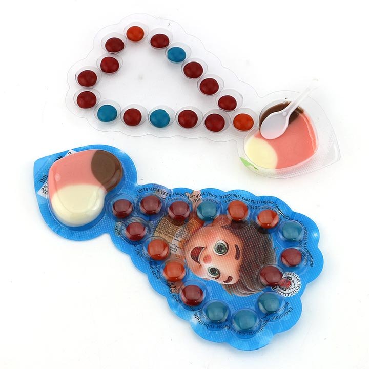 Three color necklet heart shaped choco jam with chocolate beans