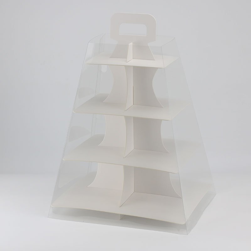 Hot Sale Multi-layer Disposable Cake Pop Stand for Chocolate Cake Torta Cake Packaging Dessert White Cupcake Box