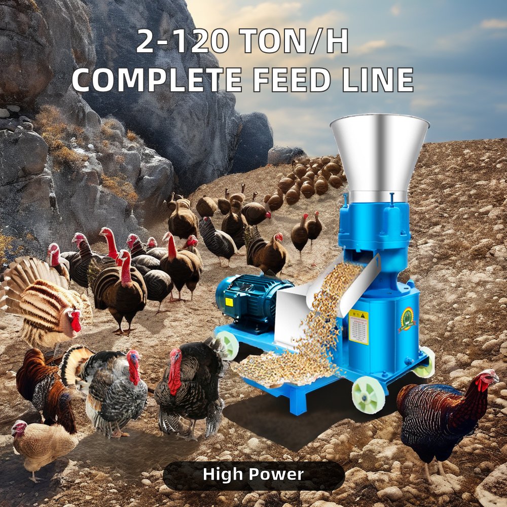 New Design Complete Poultry Feed Pellet Making Production Line 2-120 Ton/H Animal Feed Line Granulator Plant Motor Gearbox Mixer