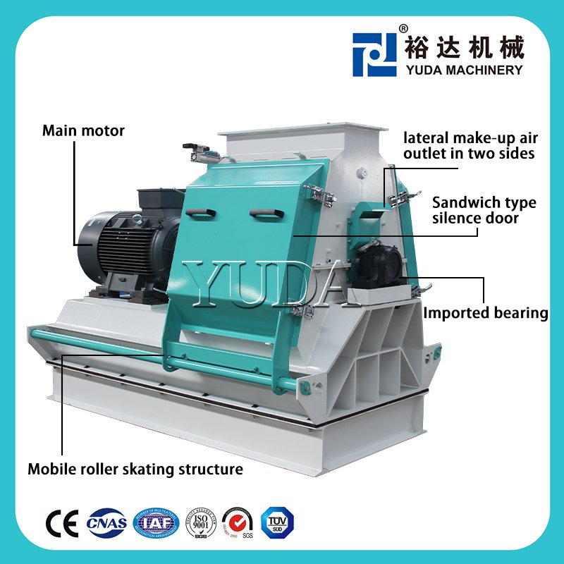 YUDA Big Capacity Feed Grinder Corn Hammer Mill Crusher Machine For Animal Feed 90/110KW