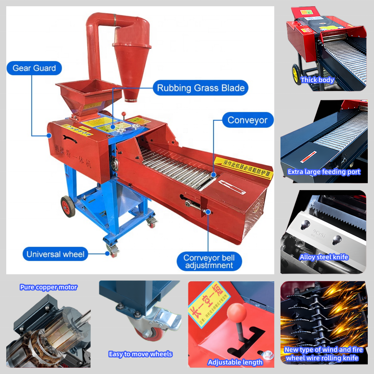 3.8 chaff cutter machine animal feed grass chaff cutter machine