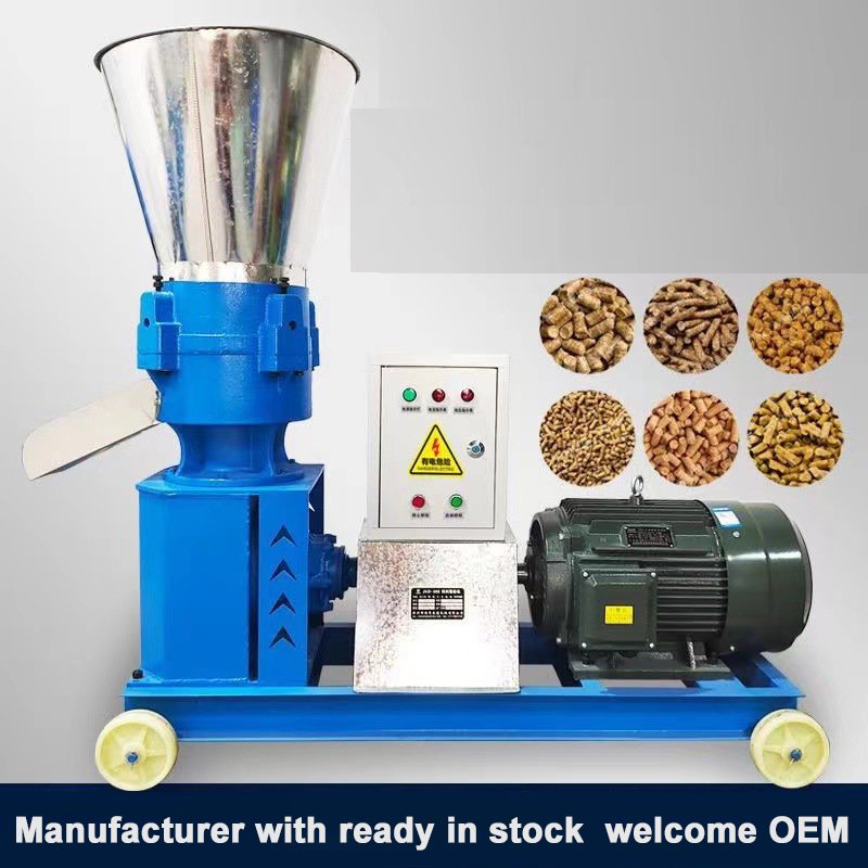 model 125 4kw electric animal Pig cow chicken duck fish rabbit feed pellet producing making machine 120kgs/h 2 rollers