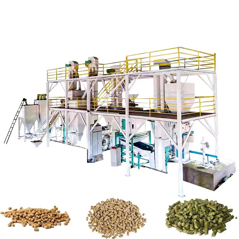 3-5 ton per hour poultry feed production line animal feed pellet processing plant