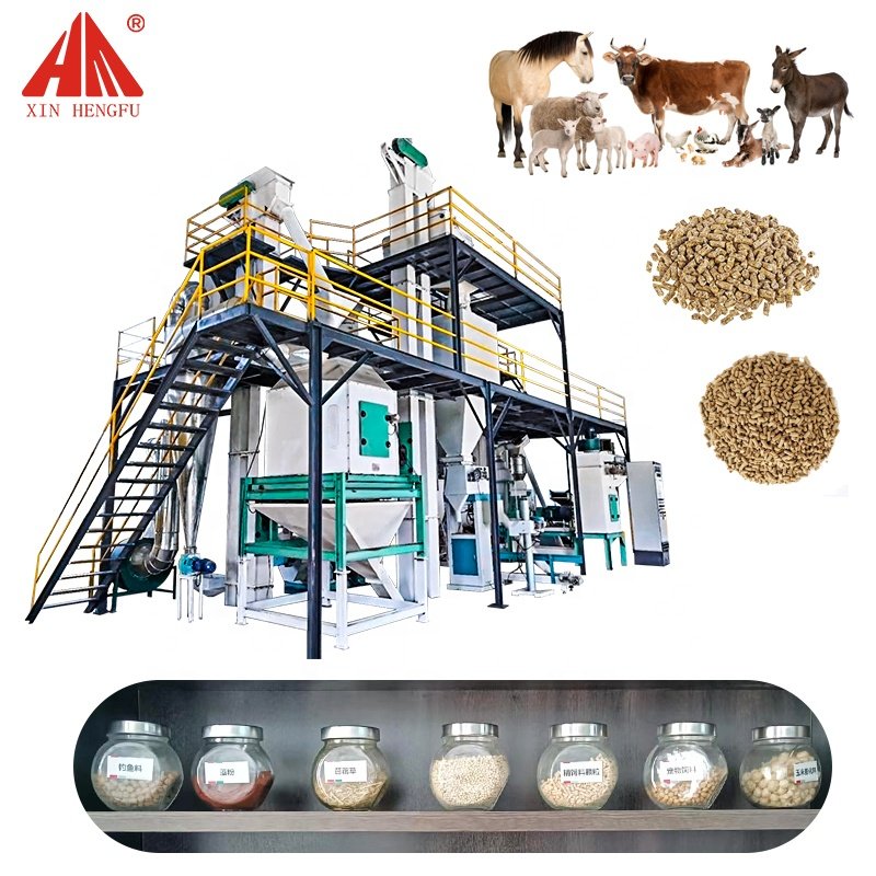 3-5 ton per hour poultry feed production line animal feed pellet processing plant