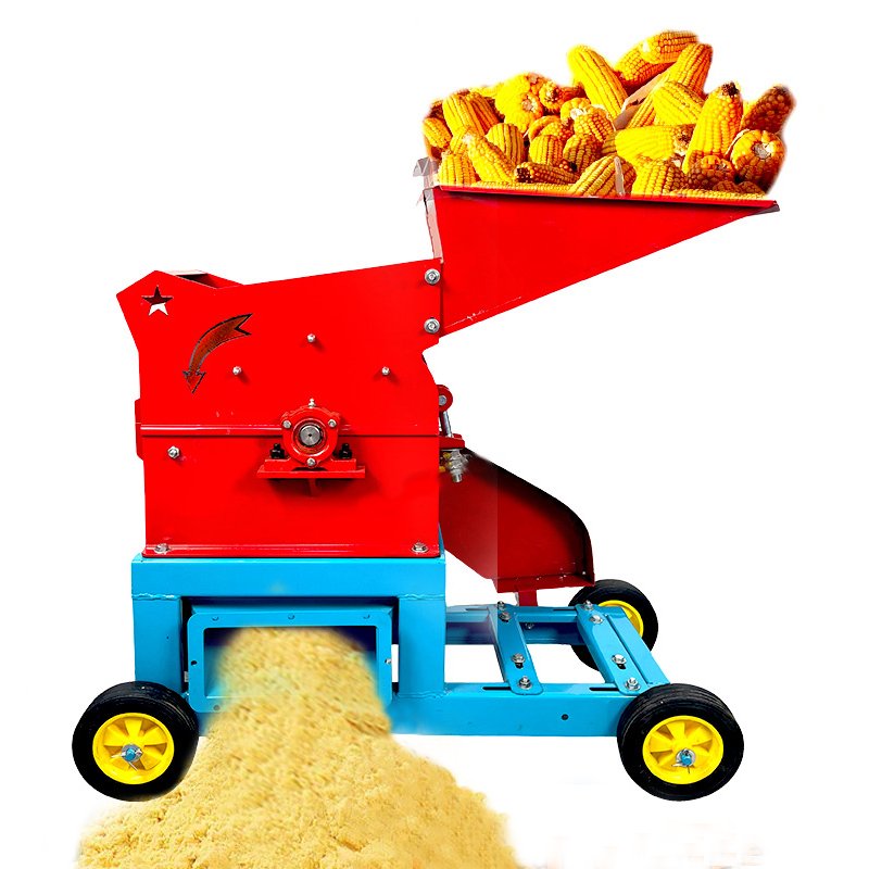 Livestock animal feed straw hammer grinder maize grinding milling corn grain crusher chopper cutter disk mill machine 600 kg/h