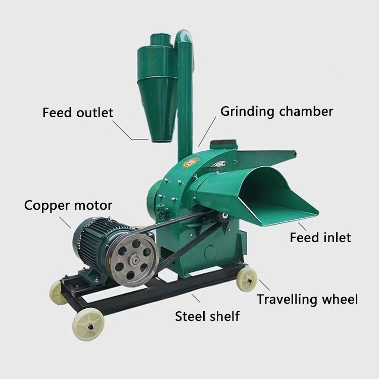 Animal Feed Grinder Machine Grain Crusher Machine Model420 Dry And Wet Grass Straw Chaff Cutter And Bean Corn Grinder Machine