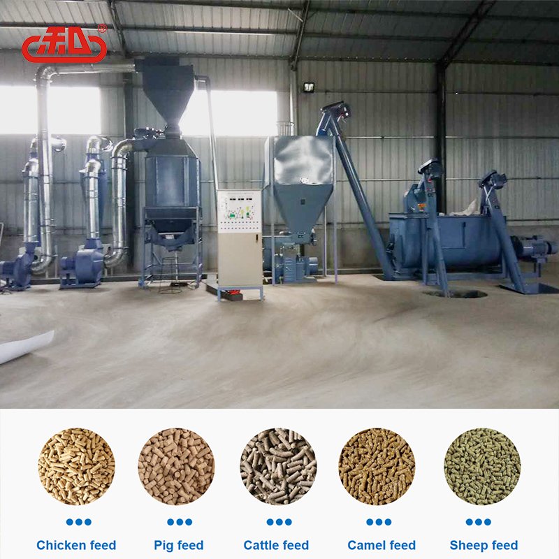 Animal feed mill farm customized 3-5 ton both mash pellet feed production line