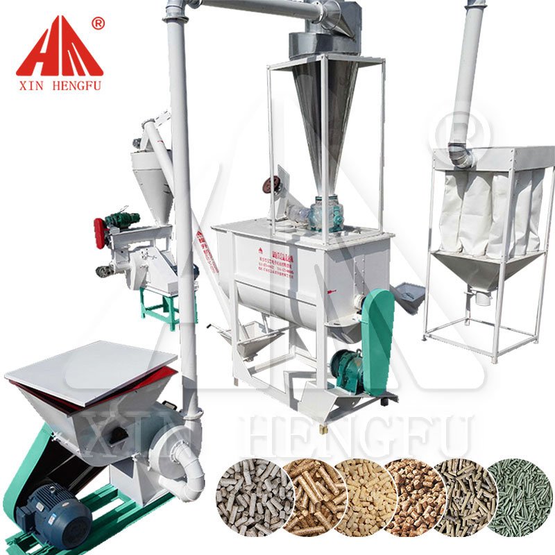 complete small farm use animal feed pellet production line for 2t/h