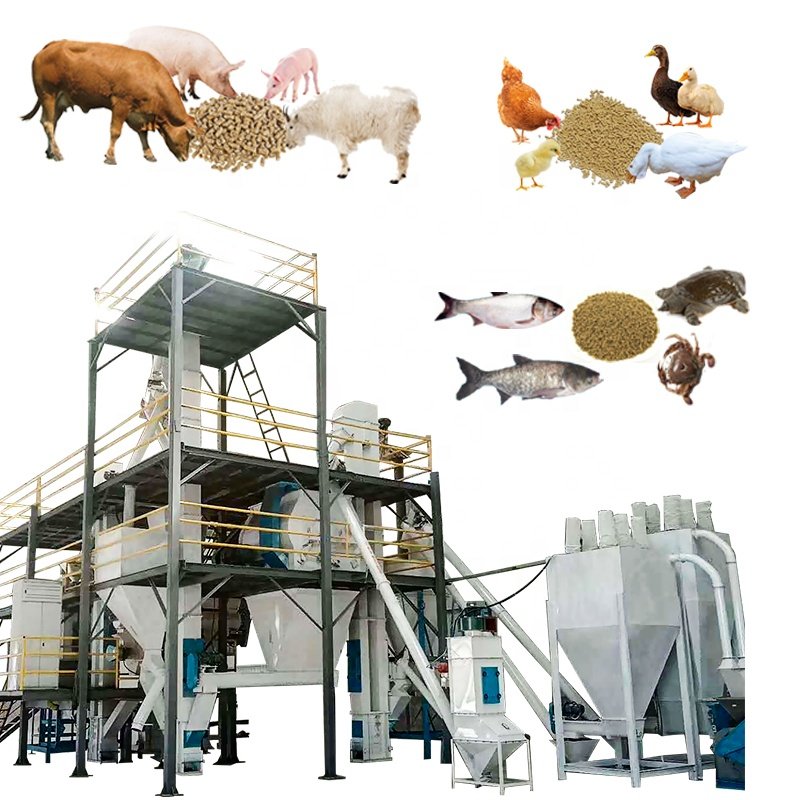 complete small farm use animal feed pellet production line for 2t/h