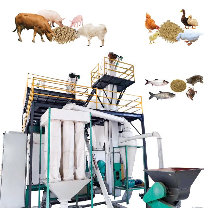 Chicken feed line animal feed factory project 1-2ton pellet plant