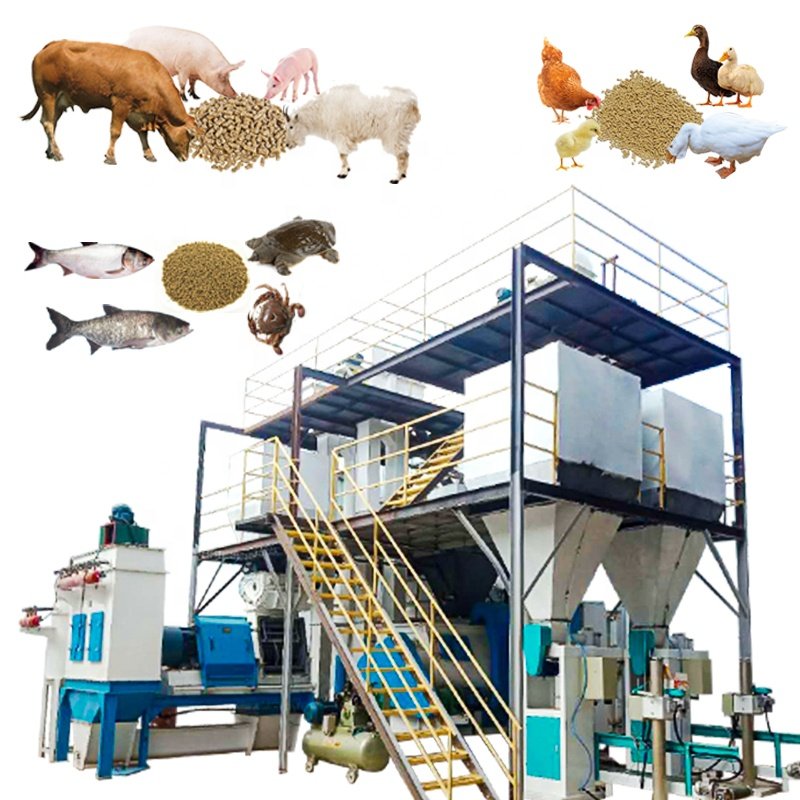 Chicken feed line animal feed factory project 1-2ton pellet plant