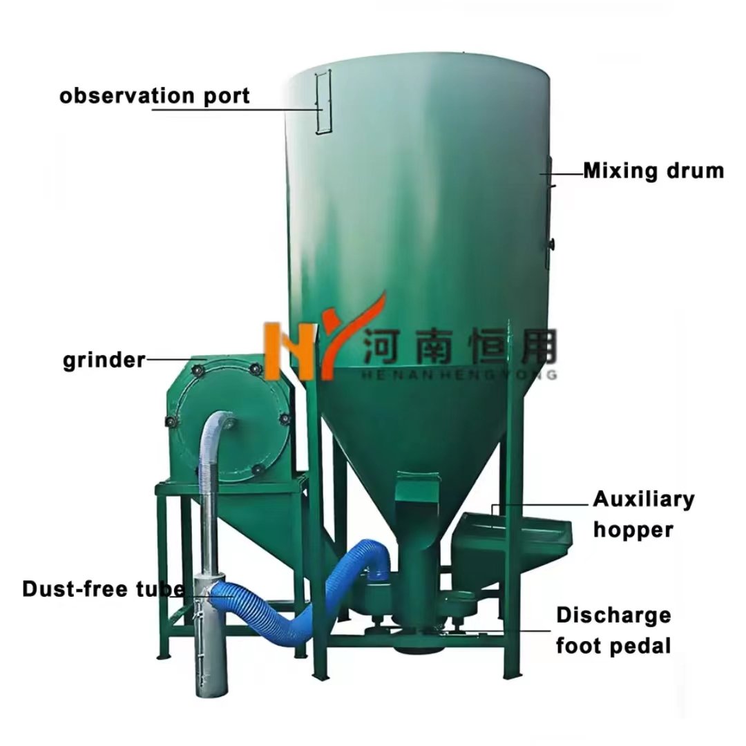 High quality poultry feed grinder and mixer supplier/combined animal feed crusher and mixer