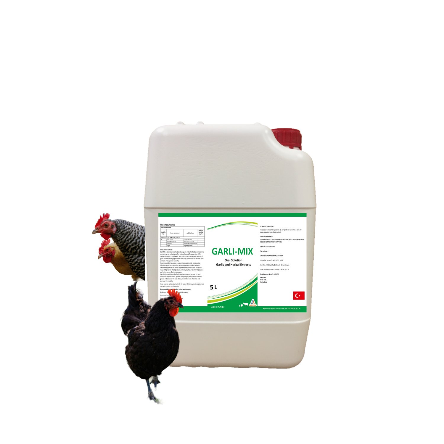 GARLI MIX 5L OEM Private Label Anti-Oxidant Oral Solution Additive Animal Feed Grade for Broilers Layers Sheep Goats Poultry