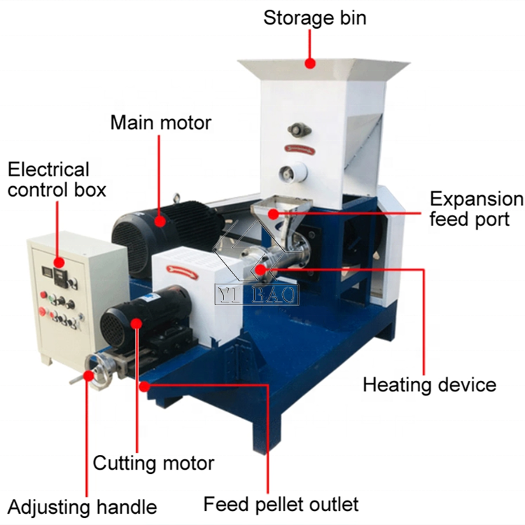 Floating fish feed pellet extruder pet feed extruder cat and dog food making machine