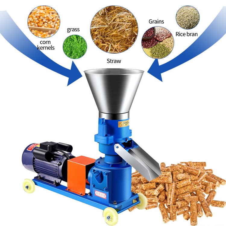 Agricultural electrical motor diesel engine animal feed pellet machine mobile pellet making machine for livestock feed