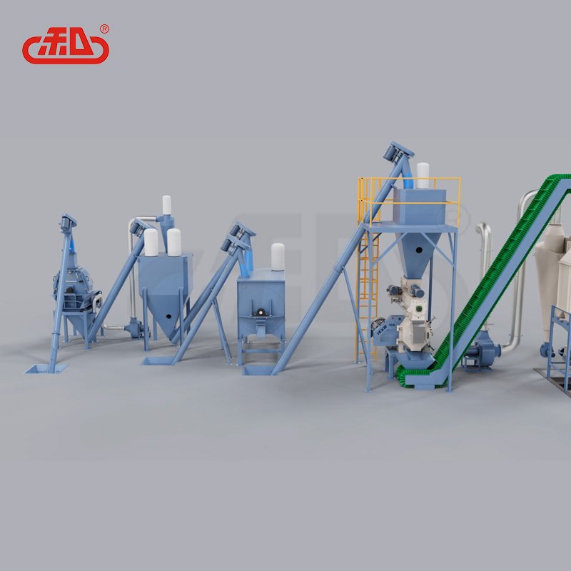 Horizontal type animal feed production line 1500kg/h pellet feed product manufacturing plant