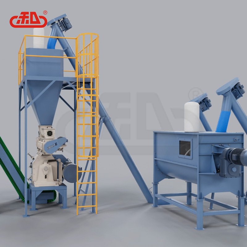 Horizontal type animal feed production line 1500kg/h pellet feed product manufacturing plant