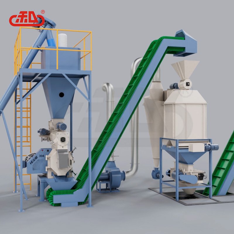 Horizontal type animal feed production line 1500kg/h pellet feed product manufacturing plant