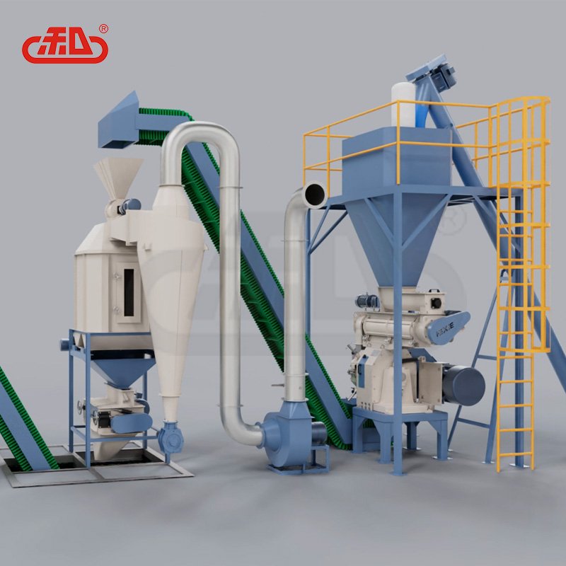 Horizontal type animal feed production line 1500kg/h pellet feed product manufacturing plant