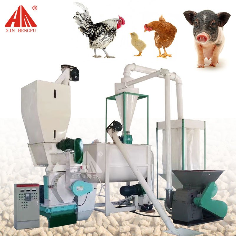 1-2 Tons Per Hour complete poultry animal feed pellet machine/Cattle, chicken, pig feed production line price