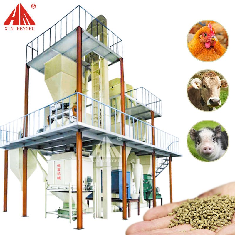 1-2 Tons Per Hour complete poultry animal feed pellet machine/Cattle, chicken, pig feed production line price