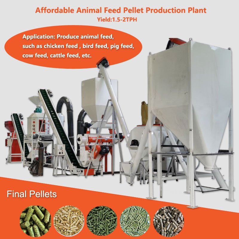 Chicken house feed line animal feed factory project 1 ton pellet plant