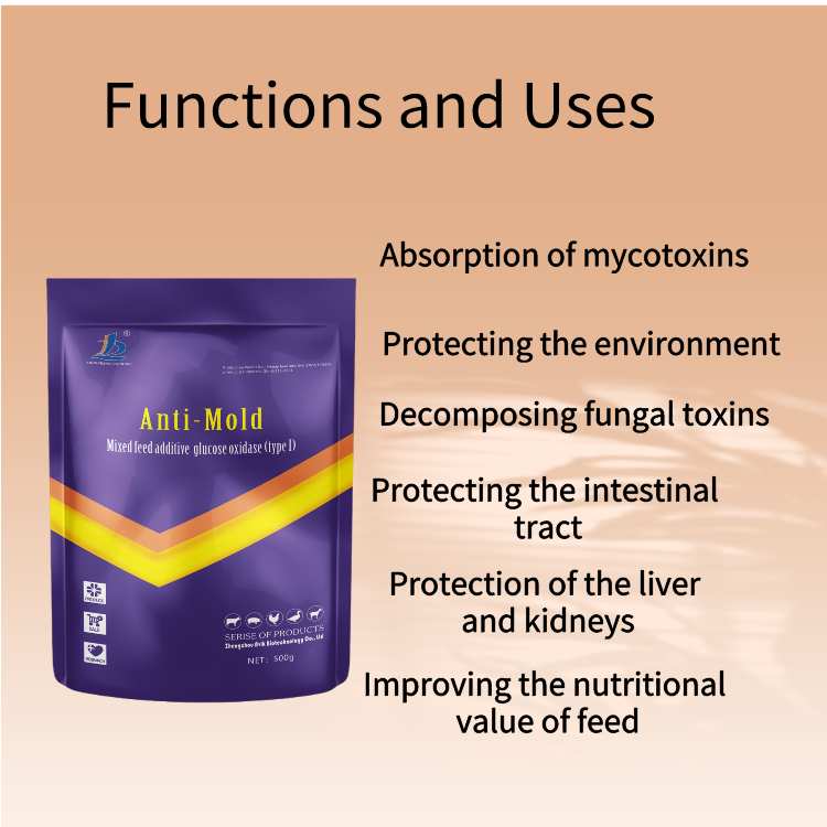 Toxin adhesive powder for promoting growth in animal feed glucose oxidizing mold to maintain feed health