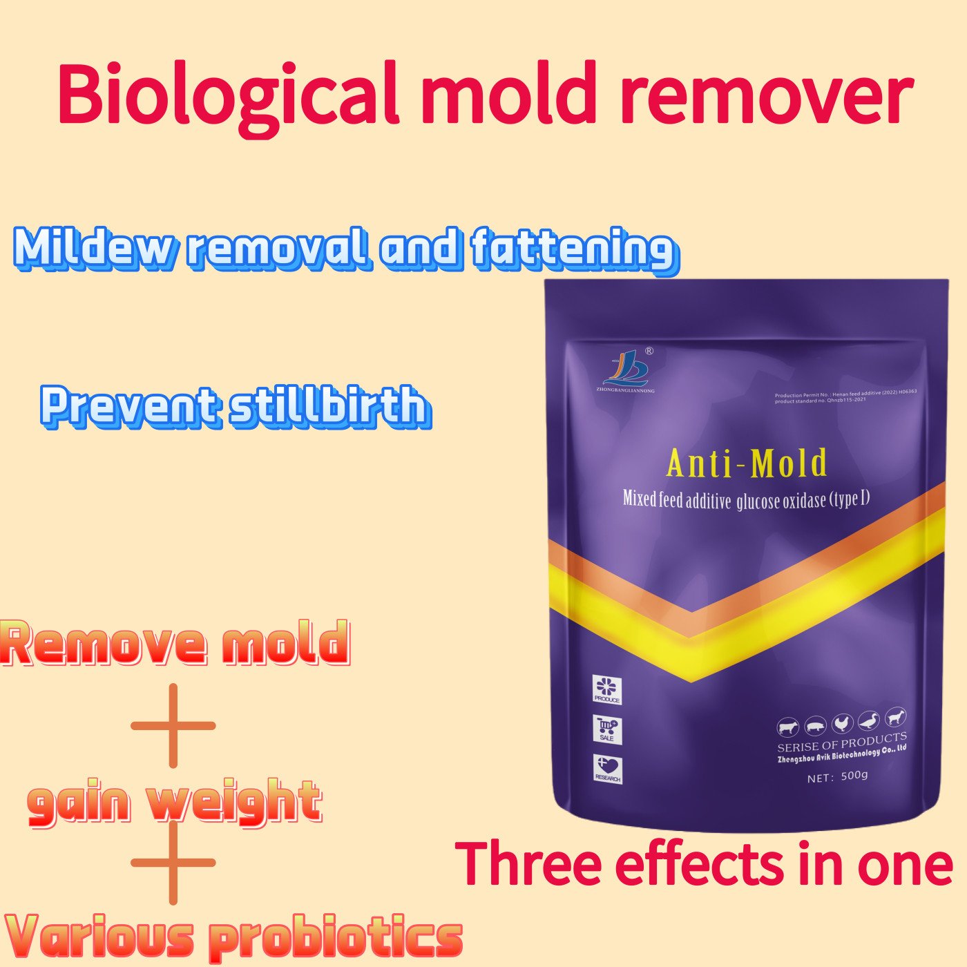 Toxin adhesive powder for promoting growth in animal feed glucose oxidizing mold to maintain feed health
