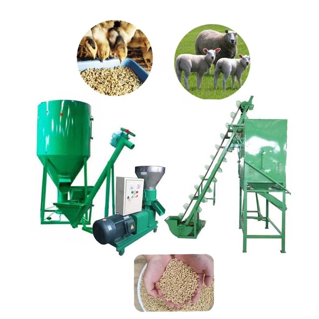 1-5T animal feed processing plant chicken pellet making line/automatic chicken cattle poultry animal feed mill processing plant