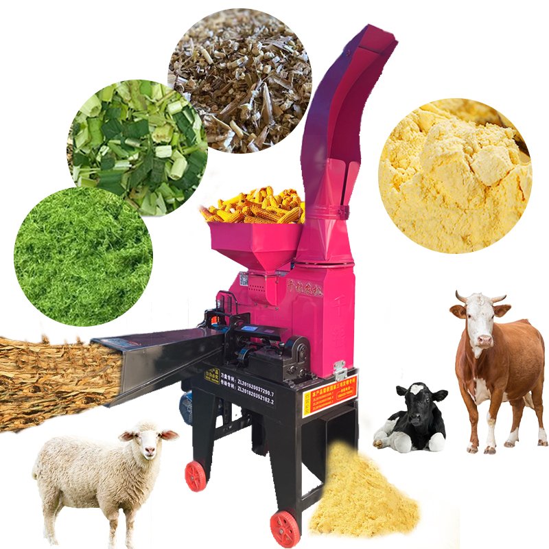 Agricultural forage fodder silage hay paddy straw stalk grass chopper crusher chaff cutter machine for animal feed 2.0 ton/h