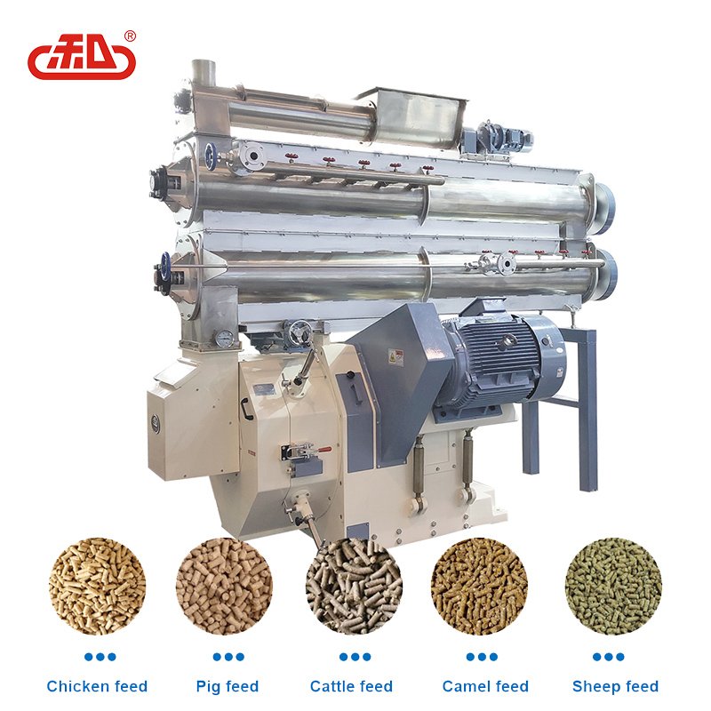 PMV420 520 ring die pellet mill double motor belt type animal feed pellet making machine