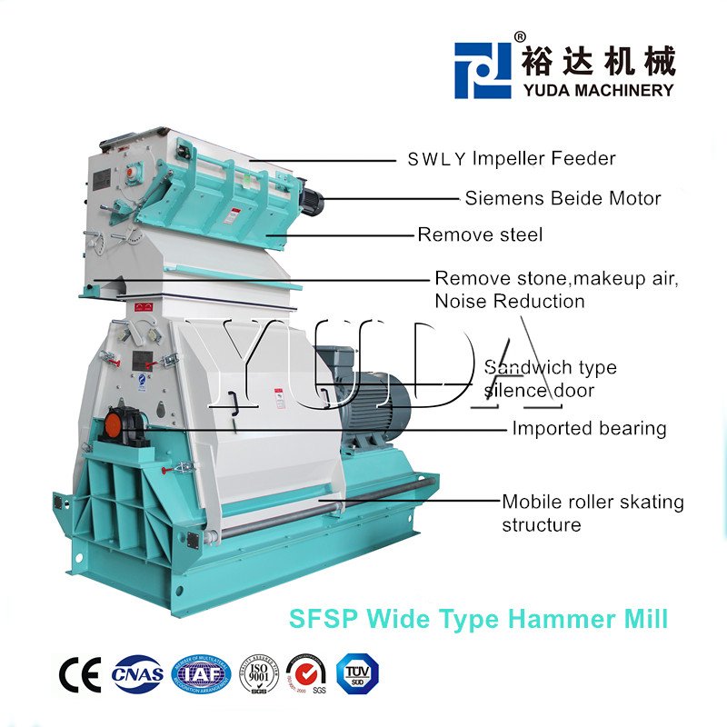 Low Price Cattle Chicken Poultry Cow Fish Pig Animal Feed Grain Corn SFSP66 Hammer Mill