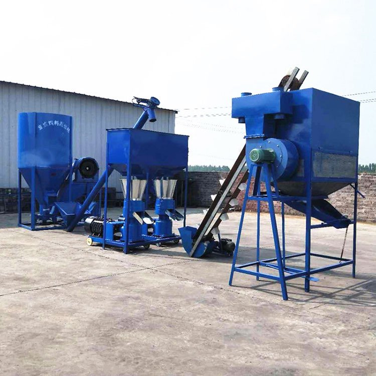 Mini chicken cattle animal feed pellet making machine line poultry feed pellet mill pelletizer machine with grinder mixer