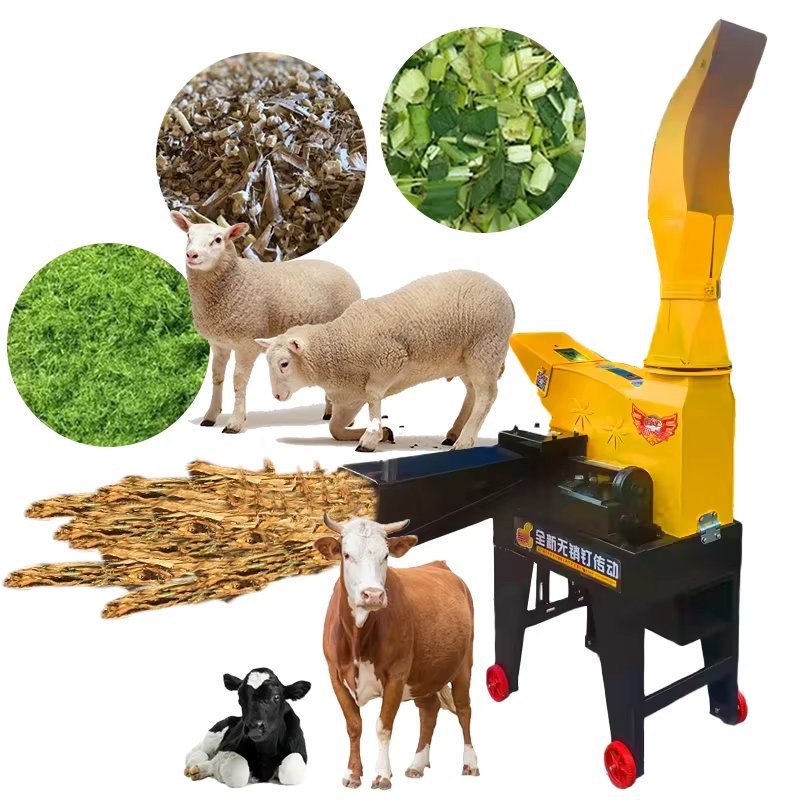 Livestock feed grass cutting crushing machine straw hay forage silage chopper chaff cutter machine animal feed farm 1.2 ton/h