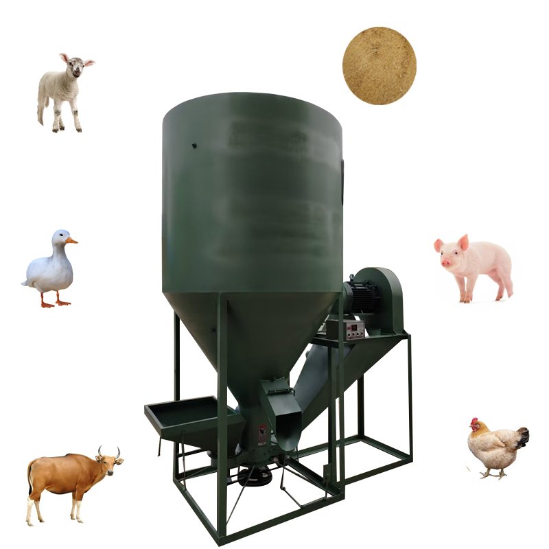 Large Feed Mixer Machine Vertical 500kg/H Animal Livestock Poultry Animal Feed Grinder Mixer