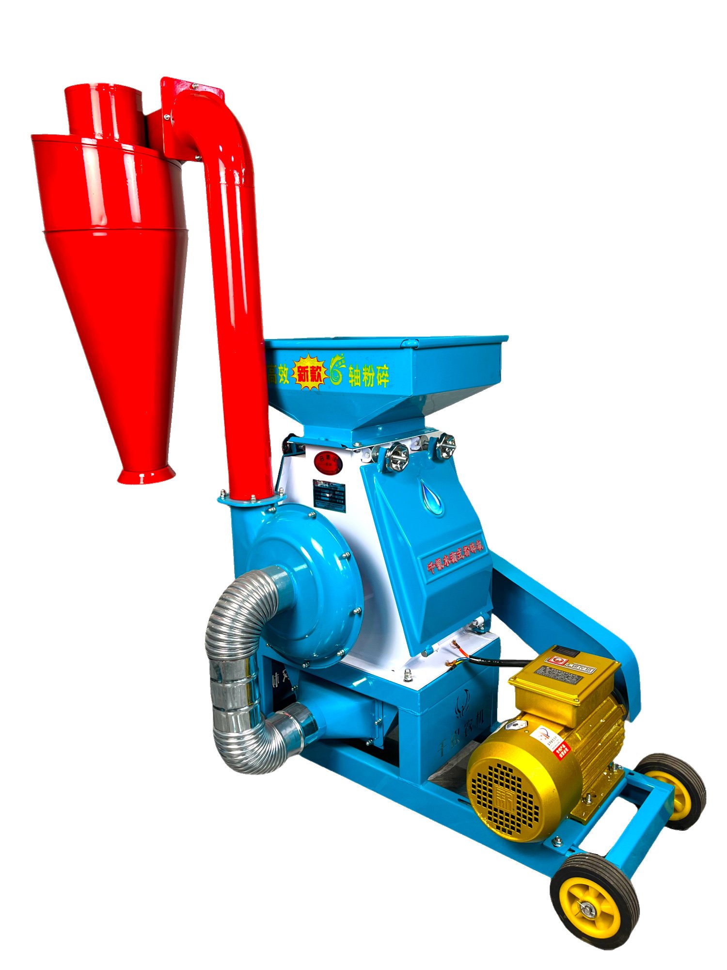 Automatic bag filling livestock animal feed hammer grinder mill forage straw corn grain maize crusher chopper machine 1 t/h