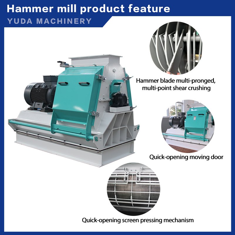 YUDA Animal Feed Hammer Mill SFSP66 Hammer Mill Crusher Grinding Machine for Animal Feed