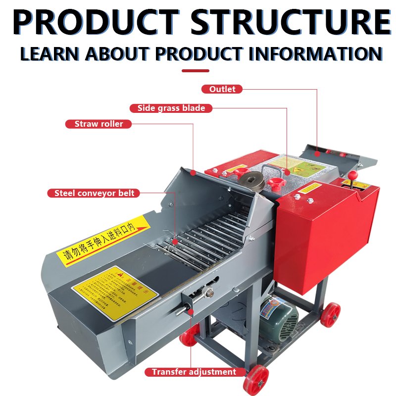 Straw Silage Machine Feed Processing Machines Paddy Straw Cutting Grass Chopper Animal Feed Chaff Cutter Crusher Machine