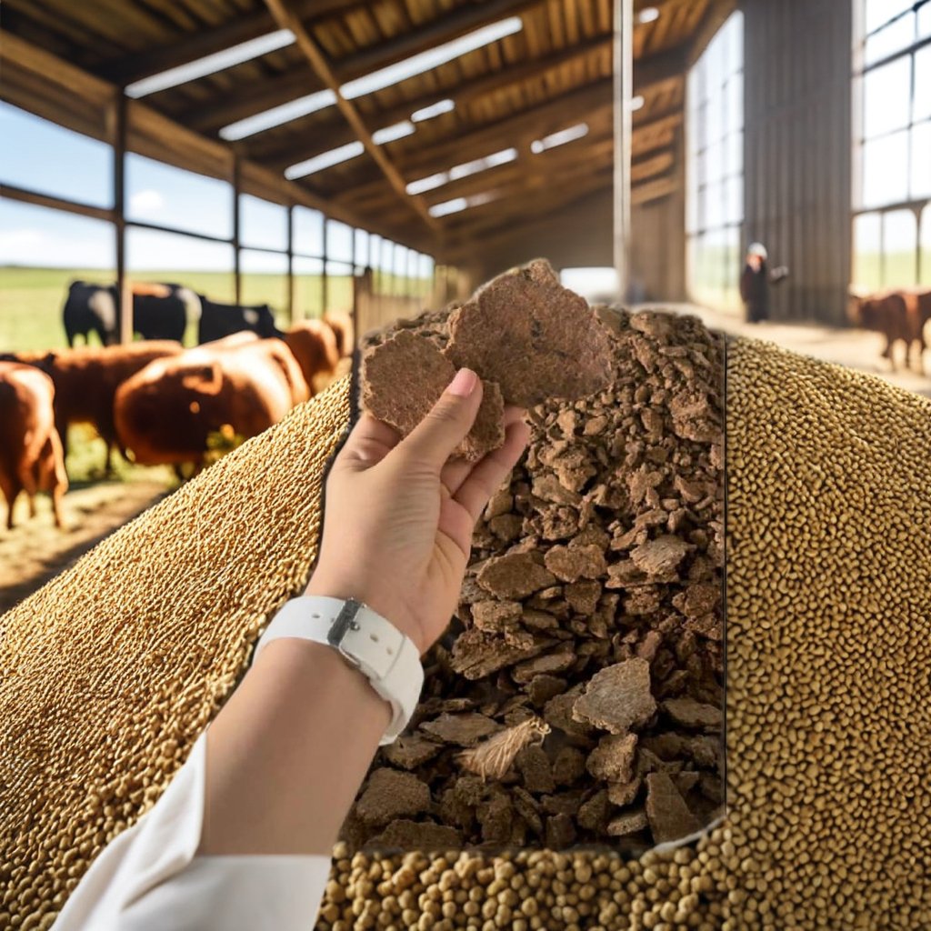 Fattening livestock with dry peanut oil cake mixed with daily food, high protein content, attractive aroma