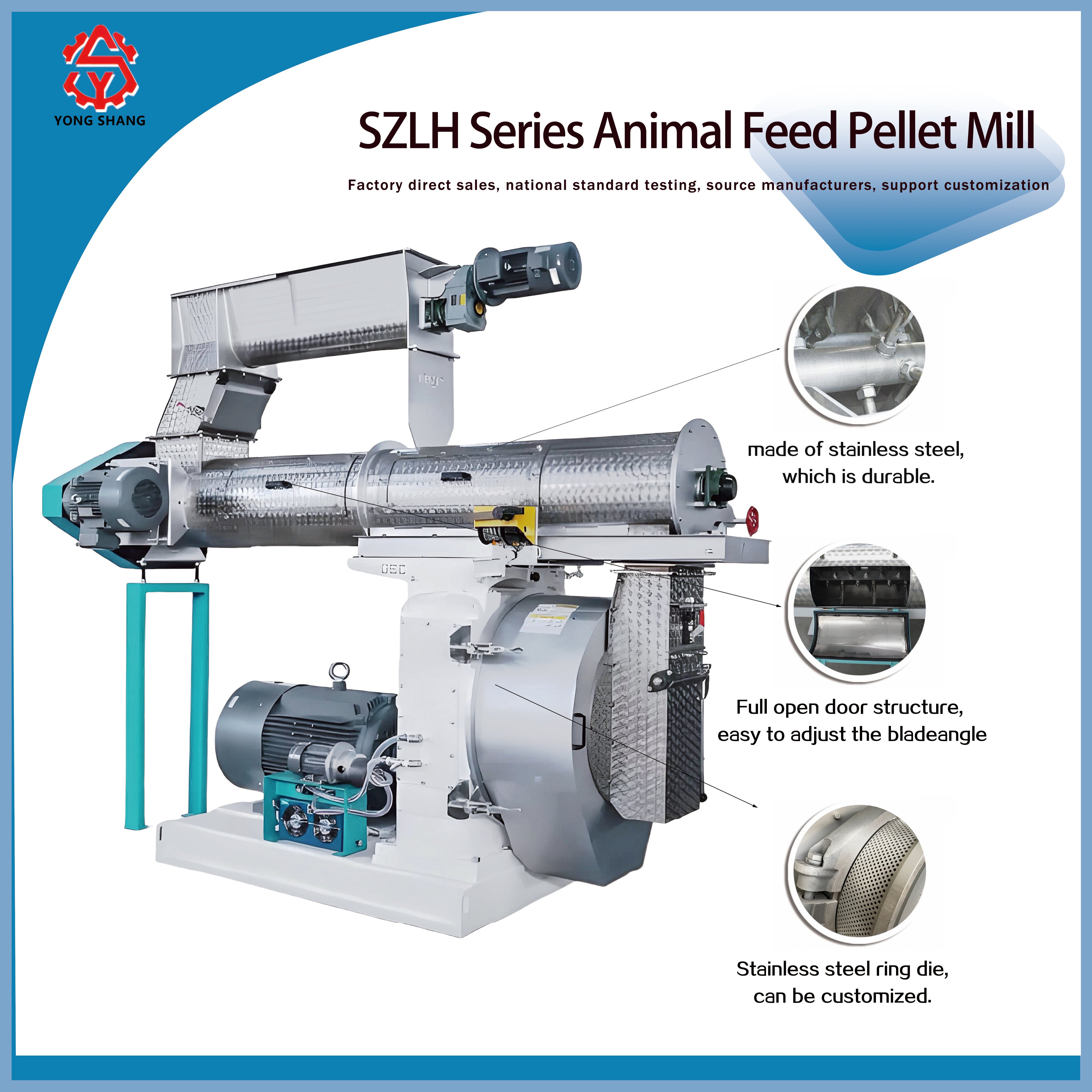 Yongshang SZLH320 3-5T/H Animal Feed Machine Low Price Chicken Animal Sheep feed Maker Making Feed Pellet Machine