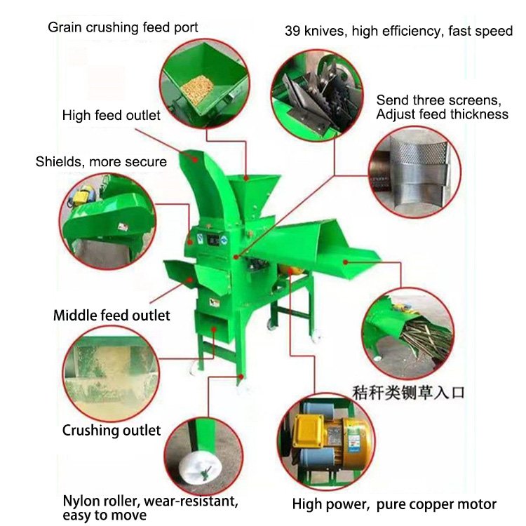 Electric Animal Feed Grass Cutting Machine Gasoline Corn Straw Grass Chopper Diesel Engine Silage Hay Chaff Cutter Machine