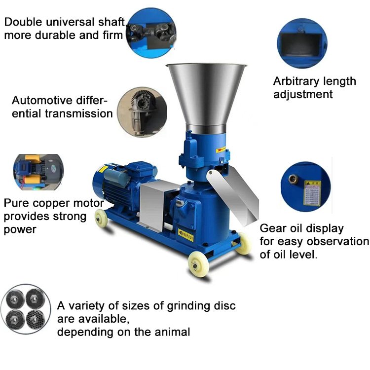 Poultry Chicken Pig Goat Cattle Pelletizer Machine Animal Feed Making Machine Model125 Animal Feed Pellet Machine