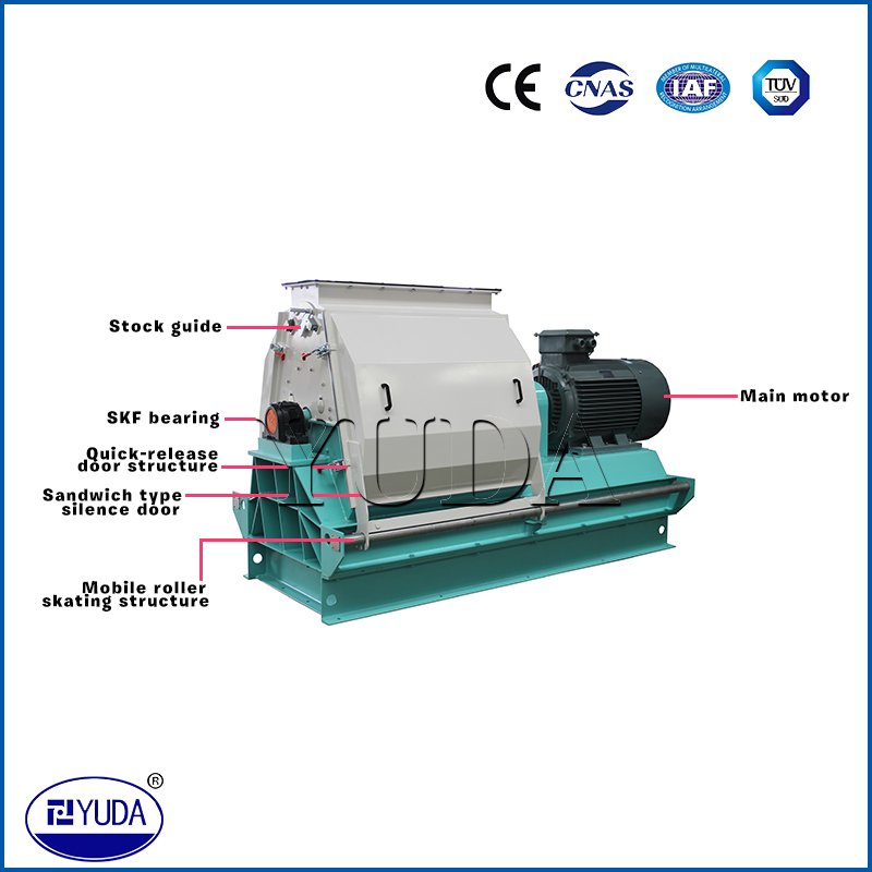YUDA 10-12TPH SFSP66 Small Corn Hammer Mill Maize Grain Grinding Machine Animal Feed Crusher