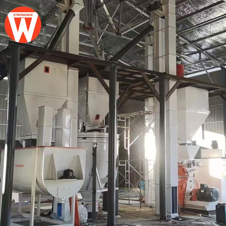 5-8t/h Complete animal feed mixing plant pig mixer machine for chicken feed