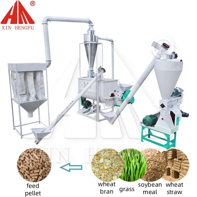 Chicken house feed line animal feed factory project 1 ton pellet plant