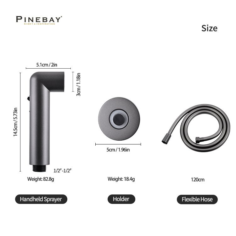 PIINEBAY Good Price ABS Magnetic Bathroom Cleaning Shower System Woman Handheld Shattaf WC Gray Baby Cloth Bidet Sprayer Set