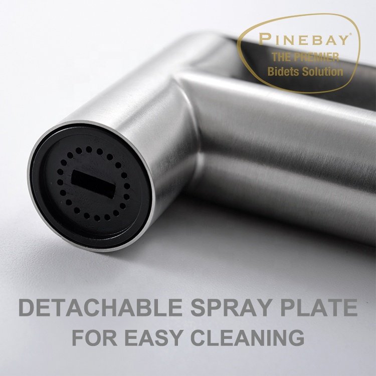 PINEBAY 2024 New Stainless Steel 304 Satin Brushed Hand Held Bidet Toilet Spray Shattaf Bidet Sprayer Shower Set