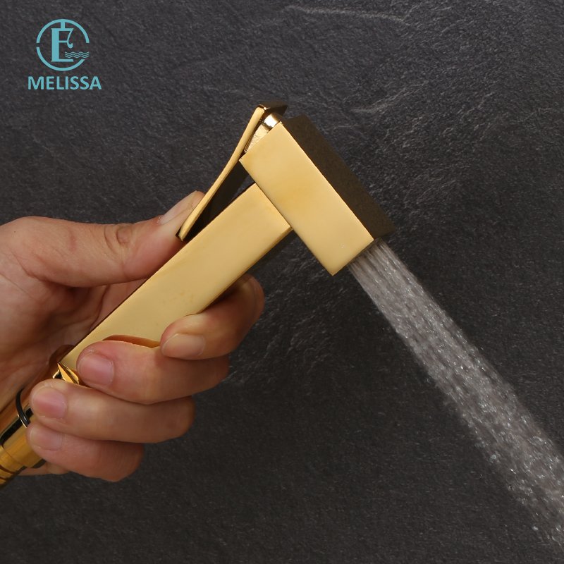 Melissa Modern Brass Bathroom gold toilet bidet sprayer shattaf set Handheld shower Angle Valve
