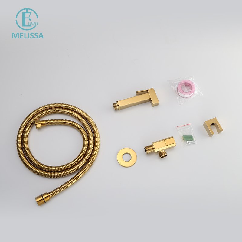 Melissa Modern Brass Bathroom gold toilet bidet sprayer shattaf set Handheld shower Angle Valve